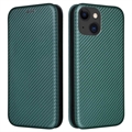 iPhone 15 Flip Hoesje - Koolstofvezel - Groen
