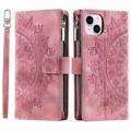 Mandala Zipper iPhone 14 Plus Portemonnee Hoesje - Rose Gold