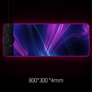 10 verlichtingsmodi grote Gaming RGB licht toetsenbord muismat met telefoon draadloze oplader kleurr