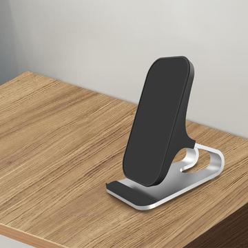 15W Qi draadloze oplader Mobile Telefoon Desk Snel Opladen Stand voor iPhone Samsung Zwart-Zilver