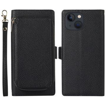iPhone 14 Plus 2-in-1 Magnetische Portemonnee Hoesje met Rits Zwart