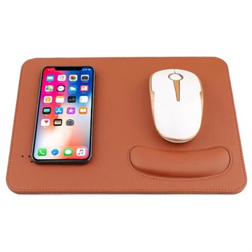 2 In 1 Qi Traydlas Lade Muismat M Polssteun Bruin huismerk kopen in de aanbieding