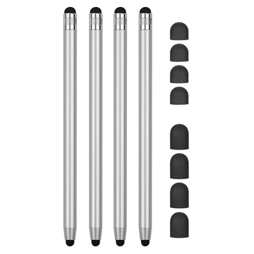 2-in-1 Universele Capacitieve Stylus Pen 4 St. Zilver