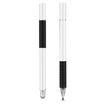 2-in-1 Universele Capacitieve Touchscreen Stylus Pen 2 St. Zilver