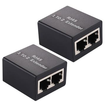 Set 1 naar 2 RJ45 Splitter Connector Inline LAN stekkers Ethernet-kabel Extender Adapter 2 Stu.
