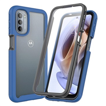 360 Protection Series Motorola Moto G51 5G Case Blauw-Doorzichtig