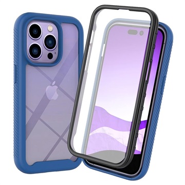 360 Protection Series iPhone 14 Pro Max Case Blauw-Doorzichtig