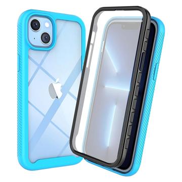 360 Protection Series iPhone 14 Max Case Babyblauw-Doorzichtig