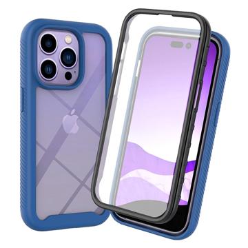 360 Protection Series iPhone 14 Pro Case Donkerblauw-Doorzichtig