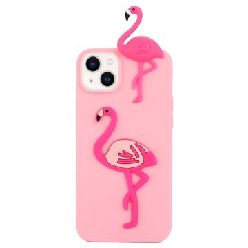 3D Cartoon iPhone 14 TPU Hoesje Flamingo