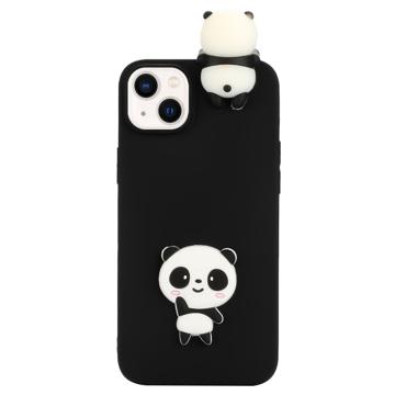 3D Cartoon iPhone 14 TPU Hoesje Zwarte Panda