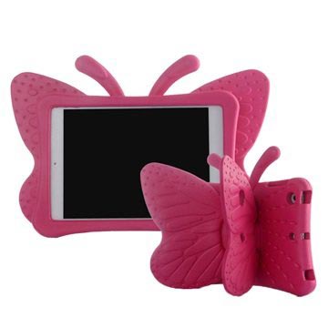 iPad Mini 2, iPad Mini 3 3D Shockproof Kids Cover Vlinder Hot Pink