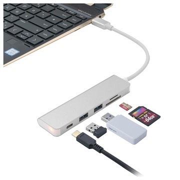 4Smarts 5 In 1 Usb C Hub 2 X 30 C Sd Microsd Zilver huismerk kopen in de aanbieding