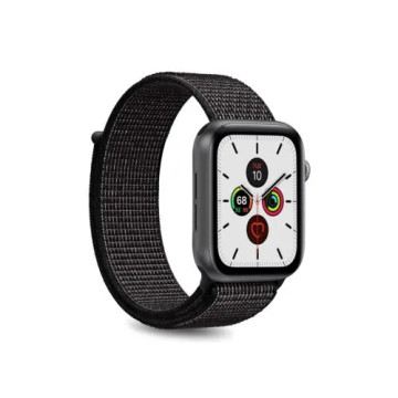 Apple Watch Series 9-8-SE (2022)-7-SE-6-5-4-3-2-1 Puro Nylon Sport Strap 41mm-40mm-38mm Zwart