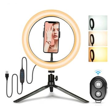 6 48-LED Selfie Ring Light + Desktop Statief + Remote Shutter voor Live Broadcast Video-opnames