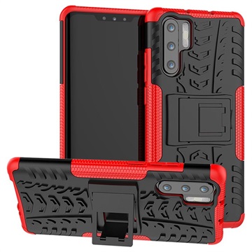 Huawei P30 Pro Anti Slip Hybrid Case Met Standaard Rood Zwart huismerk kopen in de aanbieding