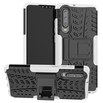 Antislip Huawei P30 Hybrid Case Wit-Zwart