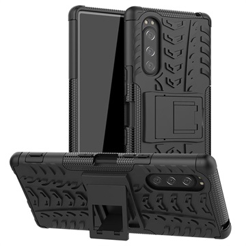 Anti-Slip Sony Xperia 5 Hybrid Case met Standaard Zwart