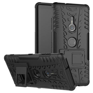 Anti-Slip Sony Xperia XZ3 Hybrid Case met Standaard Zwart