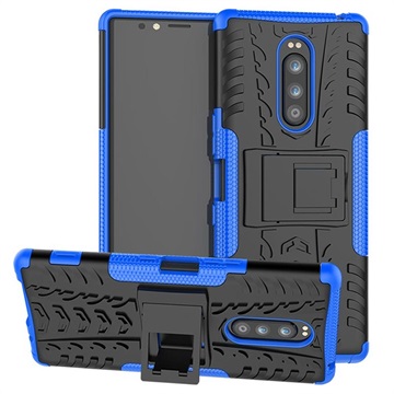 Sony Xperia 1 Anti Slip Hybrid Case Met Standaard Blauw Zwart huismerk kopen in de aanbieding