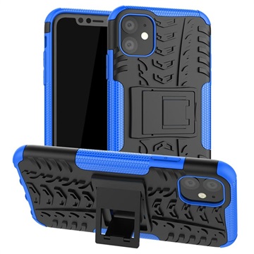 Antislip iPhone 11 Hybride Hoesje met Standaard Blauw-Zwart