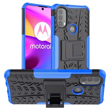 Antislip Motorola Moto E20-E30-E40 Hybride Hoesje met Standaard Blauw-Zwart