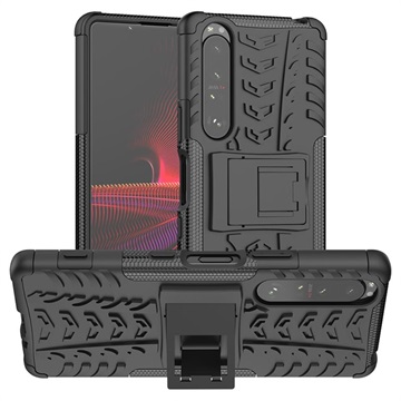 Antislip Sony Xperia 1 III Hybrid Case met Standaard Zwart