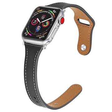 Apple Watch 9/8/SE (2022)/7/SE/6/5/4/3/2/1 Premium leren band - 41 mm/40 mm/38 mm - Zwart