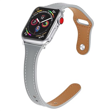 Apple Watch 7-SE-6-5-4-3-2-1 Premium lederen band 45 mm-44 mm-42 mm grijs
