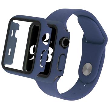 Apple Watch Series SE (2022)/SE/6/5/4 Plastic Hoesje met Glazen Screenprotector - 44mm - Donkerblauw