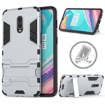 Armor Series Oneplus 6T Hybrid Case Met Standaard Zilver huismerk kopen in de aanbieding
