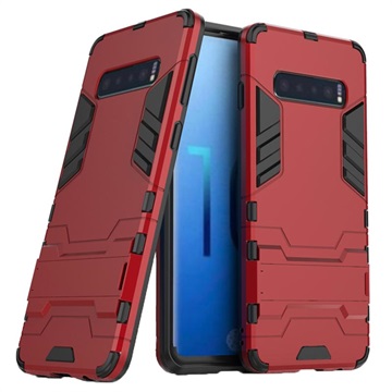 Armor Series Samsung Galaxy S10 Hybrid Case met Standaard Rood