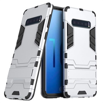 Armor Series Samsung Galaxy S10 Hybrid Case Met Standaard Zilver huismerk kopen in de aanbieding