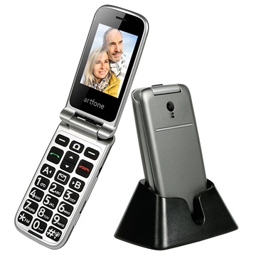 Artfone G3 Senioren Flip Telefoon 3G, Dual SIM, SOS Grijs