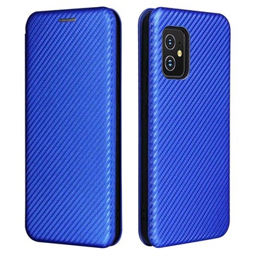 Asus Zenfone 8 Flip Case Koolstofvezel Blauw