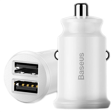 Baseus Grain Mini Smart Dubbele USB Autolader 3.1A Wit
