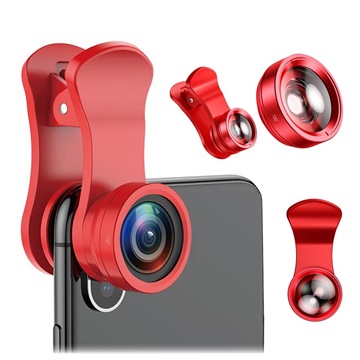 Baseus Universele Camera Lens Set Wide Angle Macro Rood huismerk kopen in de aanbieding