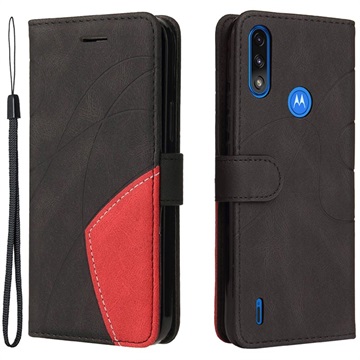 Bi-Color Series Motorola Moto E7 Power Wallet Case Zwart