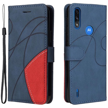 Bi-Color Series Motorola Moto E7 Power Wallet Case Blauw