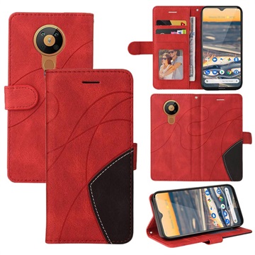 Bi-Color Series Nokia 5.3 Wallet Case Rood