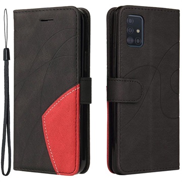 Bi-Color Series Samsung Galaxy A51 Wallet Case Zwart