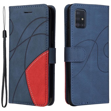 Bi-Color Series Samsung Galaxy A51 Wallet Case Blauw