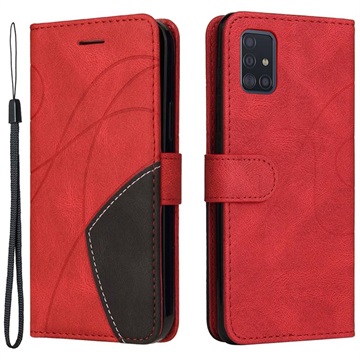 Bi-Color Series Samsung Galaxy A51 Wallet Case Rood