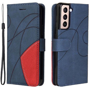 Bi-Color Series Samsung Galaxy S21 5G Wallet Case Blauw