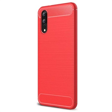 Huawei P20 Geborsteld Tpu Case Carbon Fiber Rood huismerk kopen in de aanbieding
