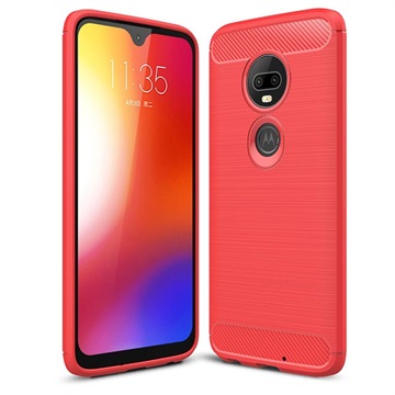 Motorola Moto G7 Geborsteld Tpu Case Koolstofvezel Rood huismerk kopen in de aanbieding