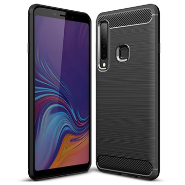 Samsung Galaxy A9 2018 Geborsteld Tpu Case Koolstofvezel Zwart huismerk kopen in de aanbieding
