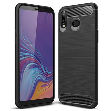 Brushed Tpu Samsung Galaxy A6S Cover Carbon Fiber Zwart huismerk kopen in de aanbieding