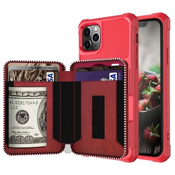 Business Style iPhone 11 Pro Max TPU Case met Portemonnee Rood