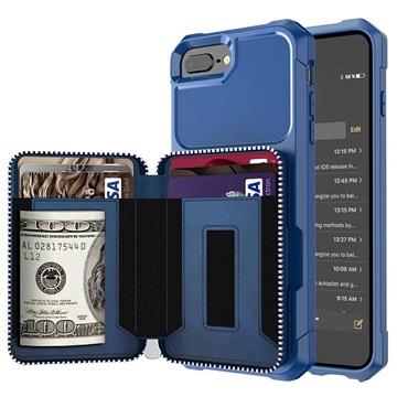 Zakelijke stijl iPhone 7 Plus / 8 Plus TPU-hoesje met portemonnee - blauw
